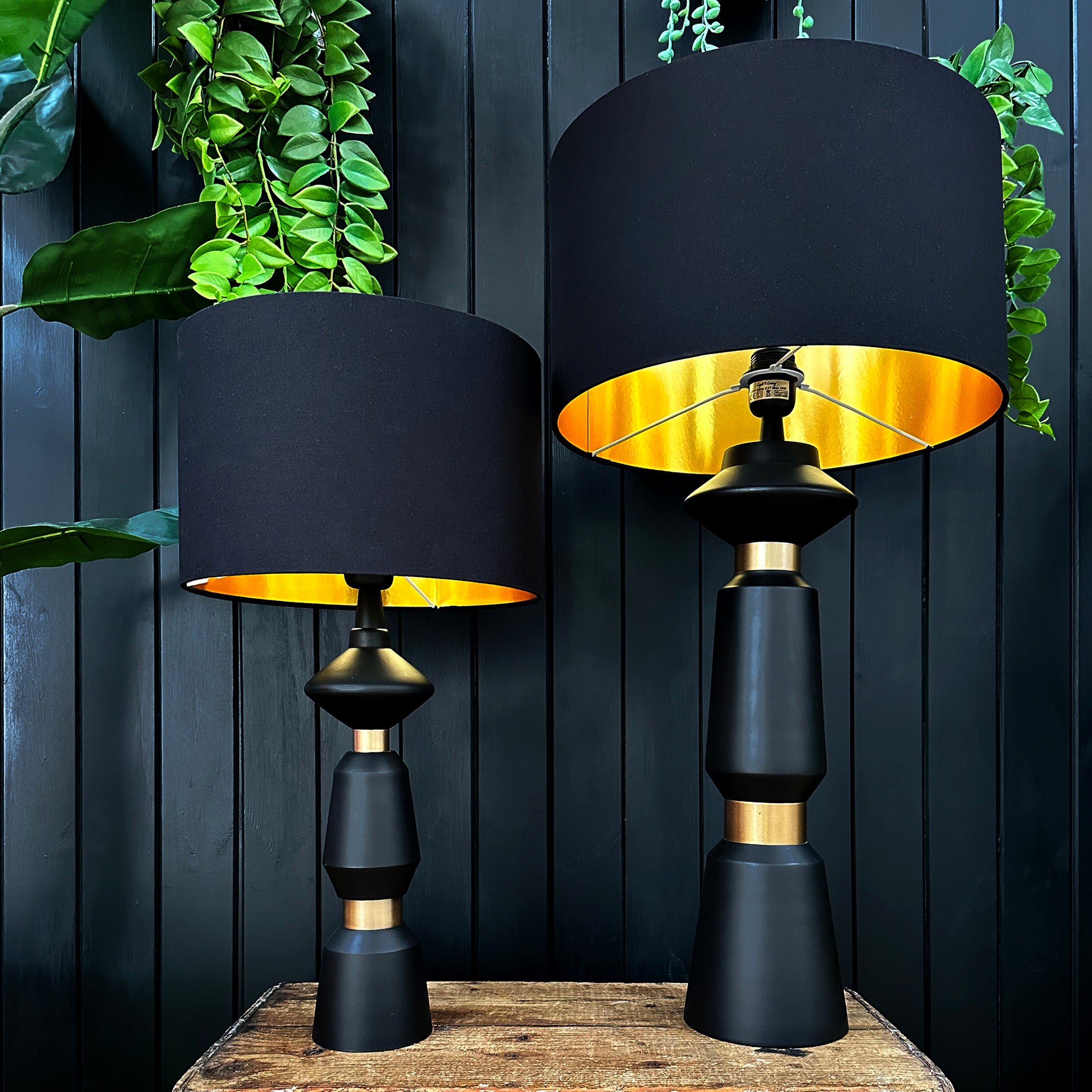 【日本未上陸】ランプシェード LOVE FRANKIE Jet Black Cotton Lampshade with Gold Foil Lining - 25cm Diameter x