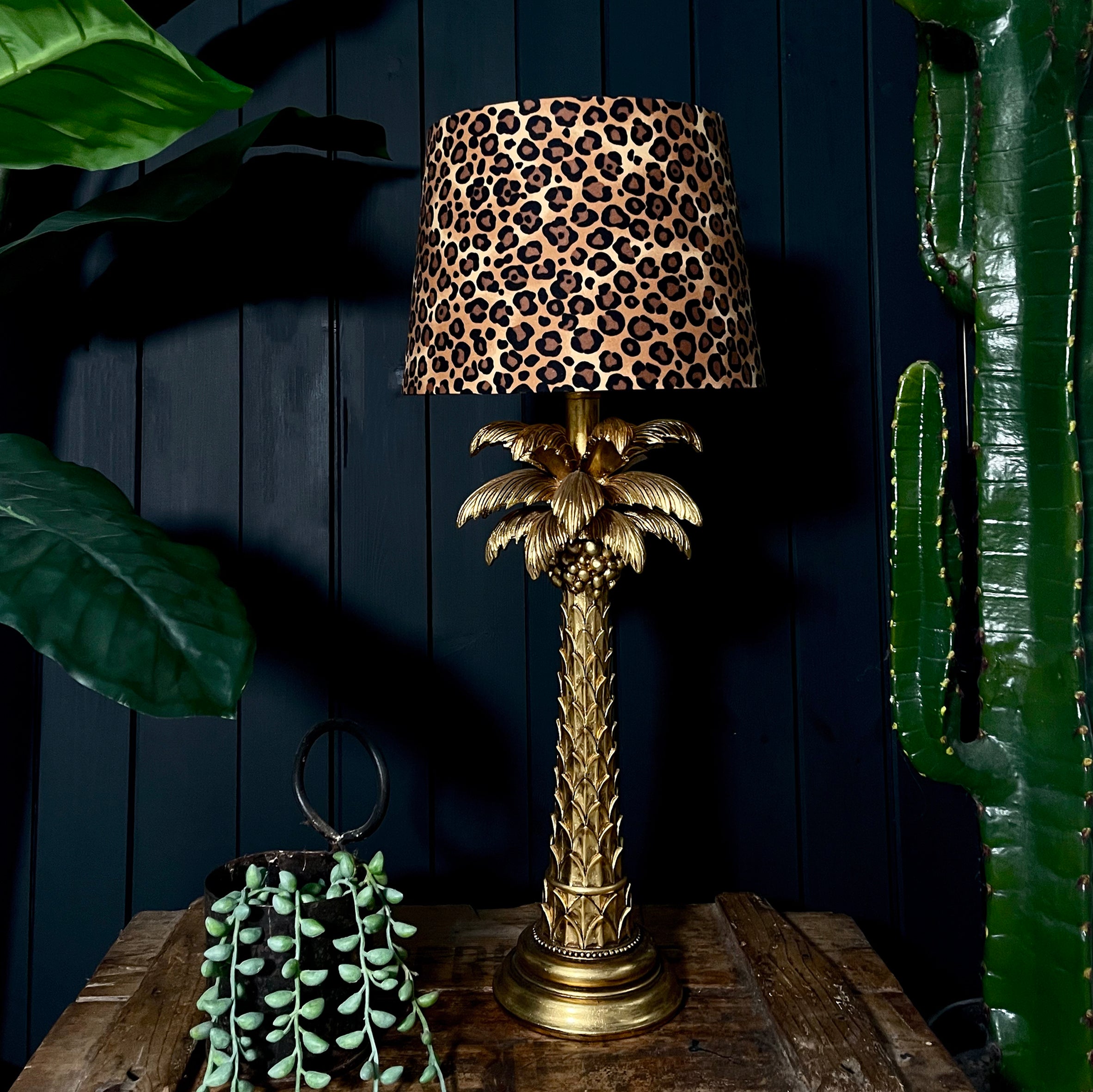 Leopard Print Mini French Drum Lampshade with Gold Lining – Love