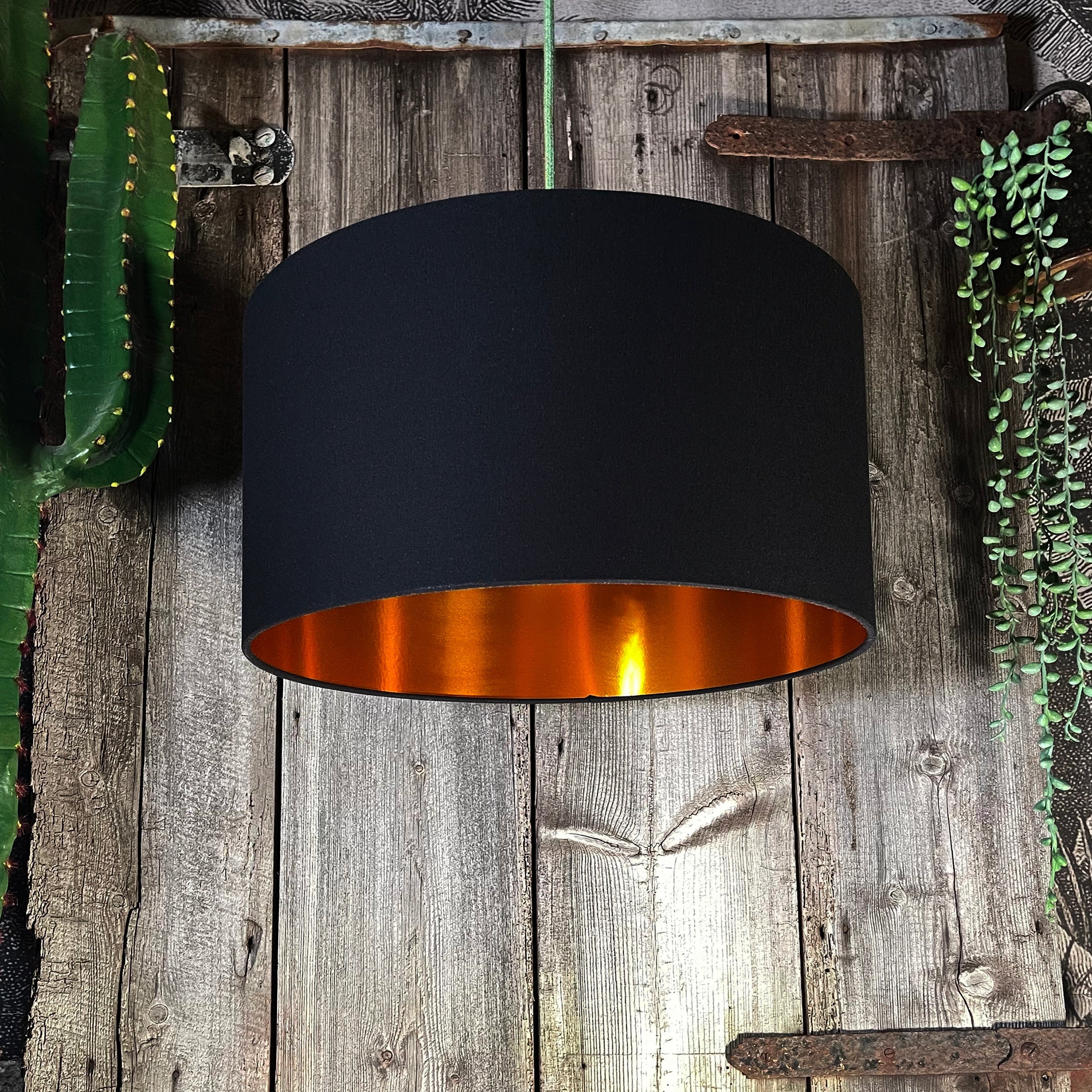 Electric Blue Silk Lampshade With Gold Lining - 25cm Diameter x