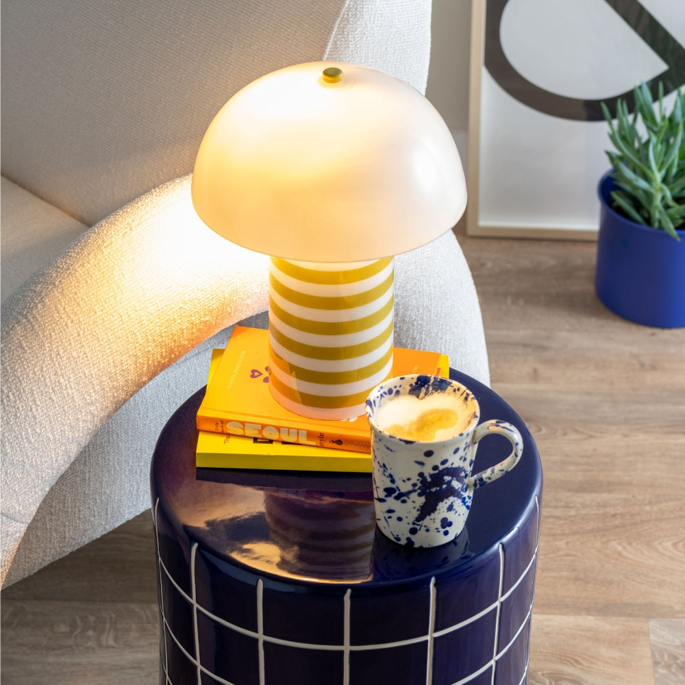 Stripy Table Lamp in Yellow