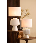 Ribbed Table Lamp in White