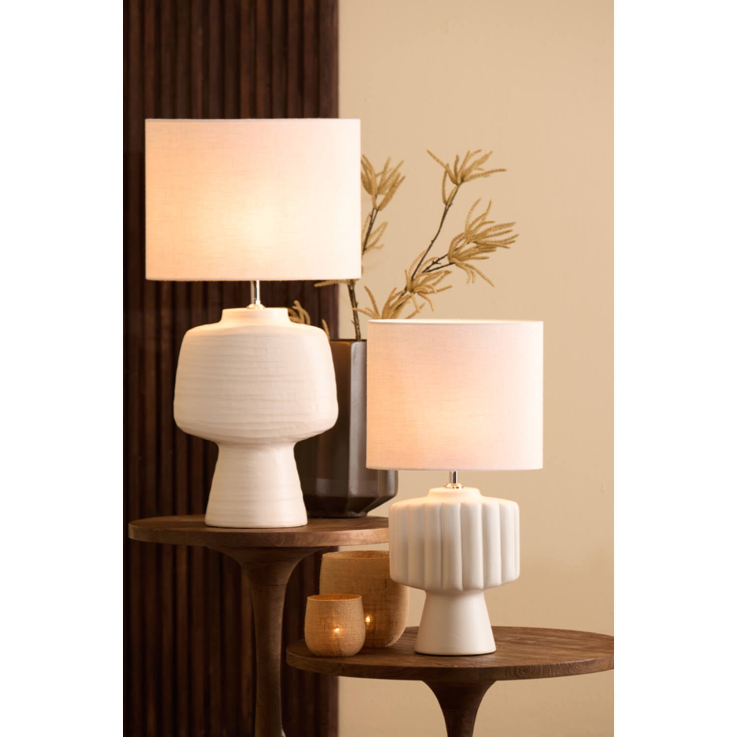 Ribbed Table Lamp in White
