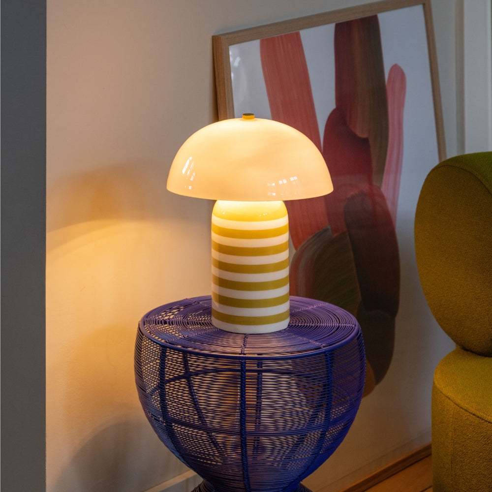Stripy Table Lamp in Yellow