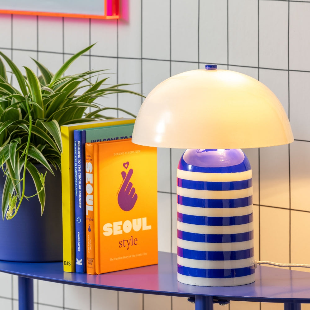 Stripy Table Lamp in Cobalt Blue