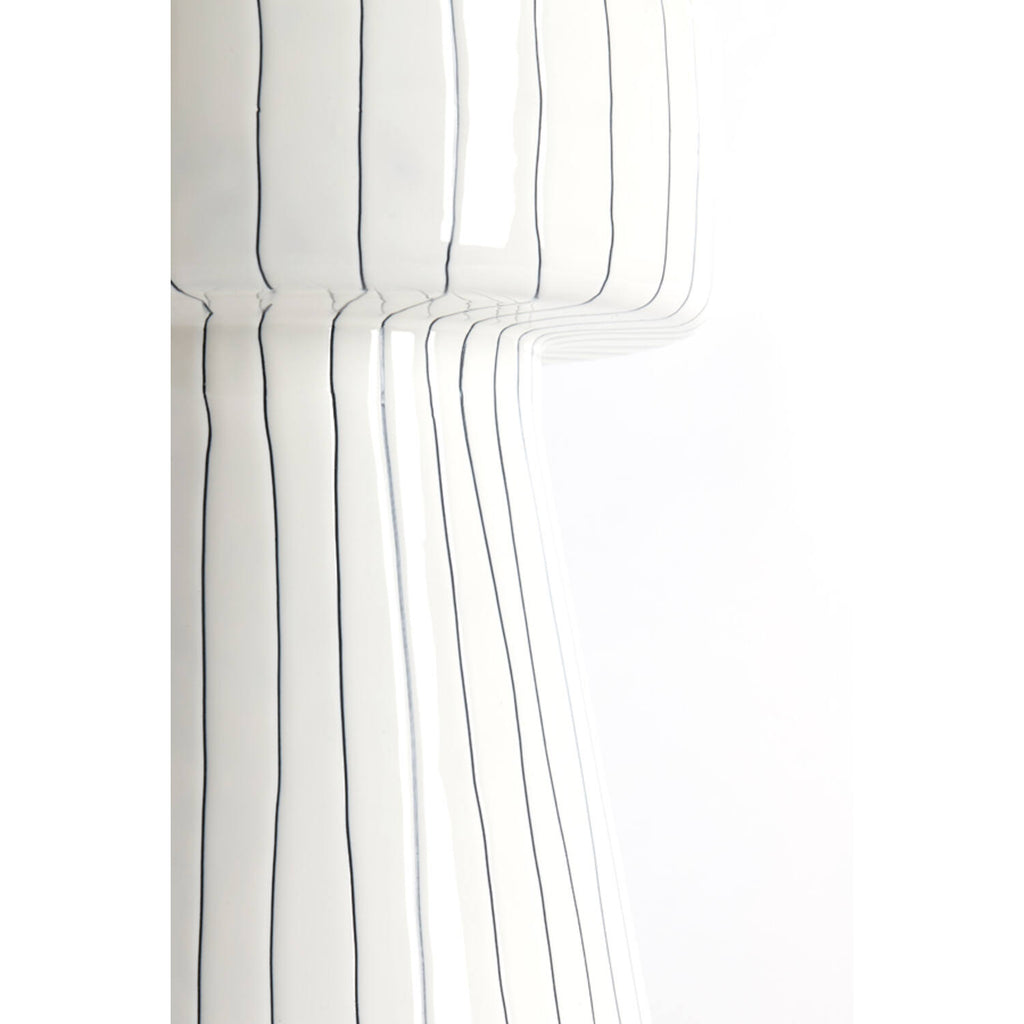 White Organic Striped Side Table Medium