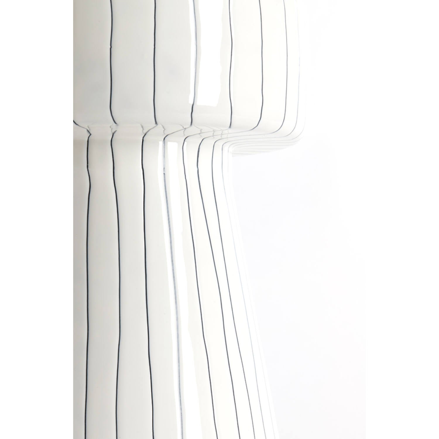 White Organic Striped Side Table Medium