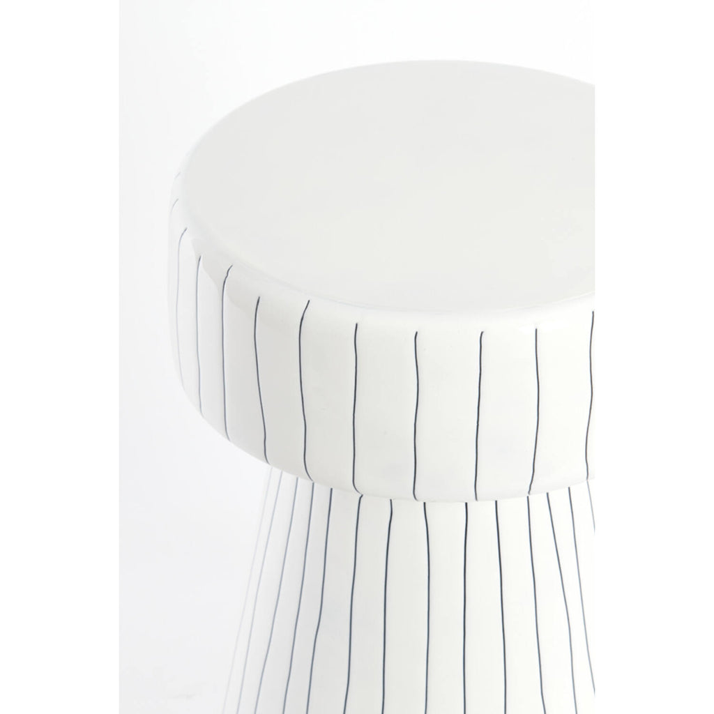 White Organic Striped Side Table Medium