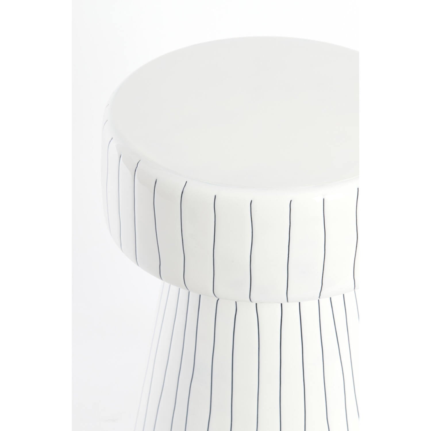 White Organic Striped Side Table Medium
