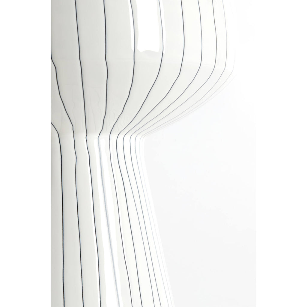 White Organic Striped Side Table Large