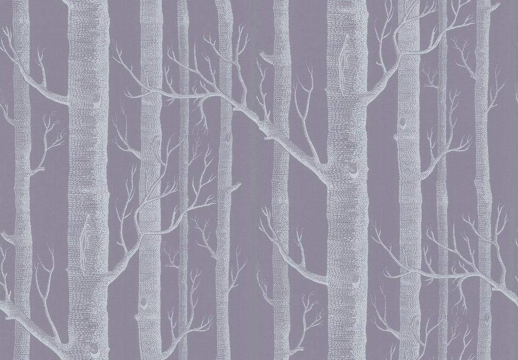 Cole & Son New Contemporary: The Woods Wallpaper White on Lilac Grey 69/12151