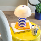 Stripy Table Lamp in Cobalt Blue