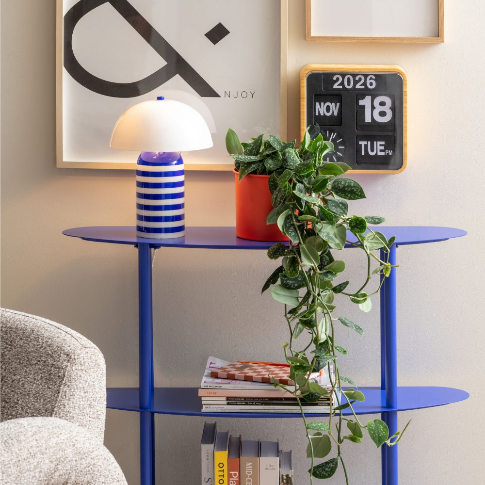 Stripy Table Lamp in Cobalt Blue