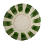 Ceramic plate with green stripes on a white background