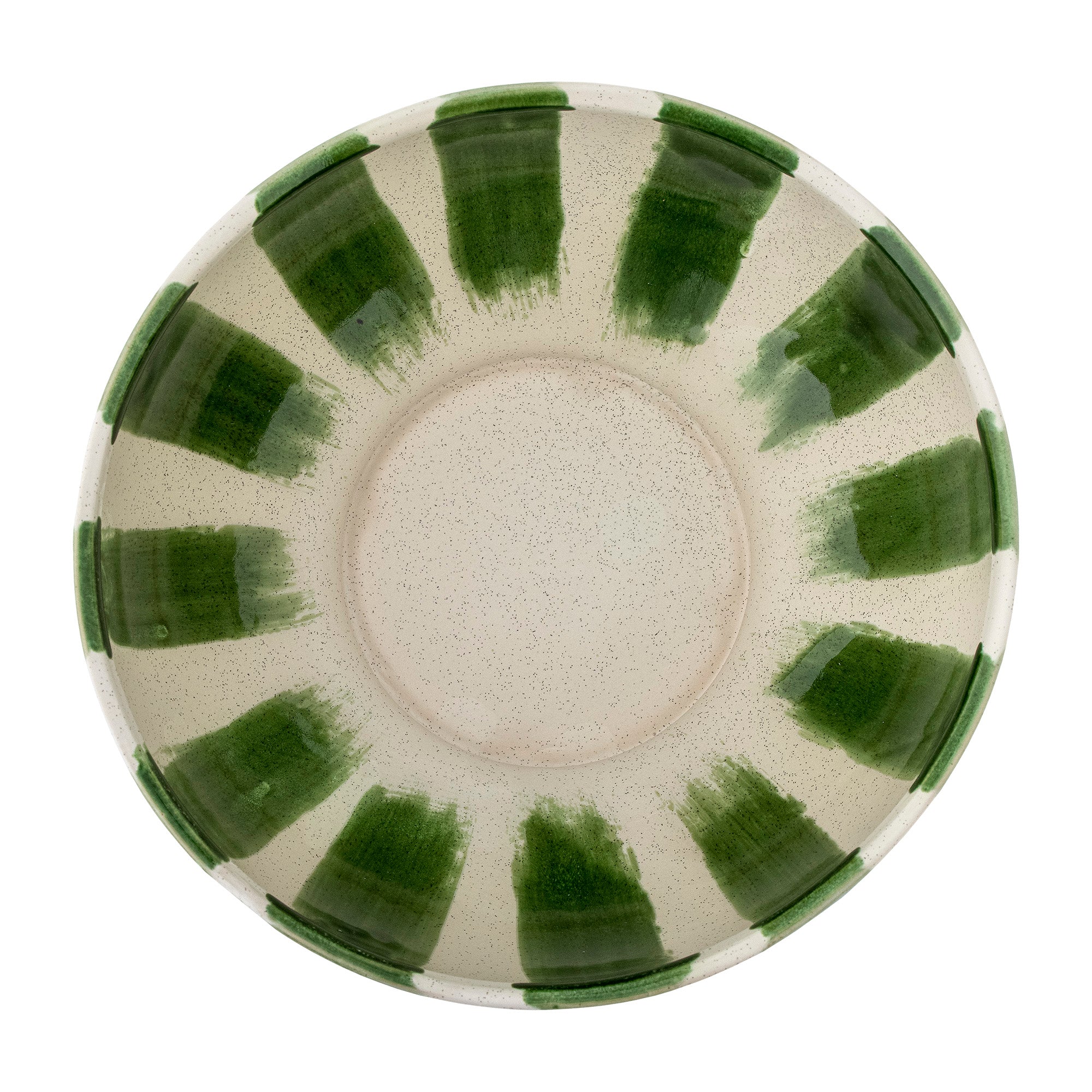 Ceramic plate with green stripes on a white background
