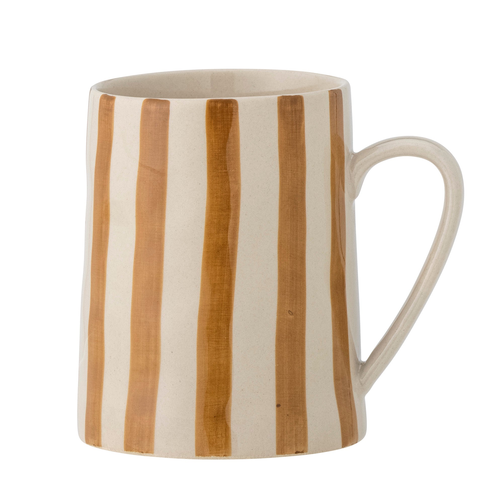 Striped Stoneware Mug in Sienna Brown