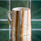 Striped Stoneware Mug in Sienna Brown