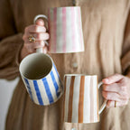 Striped Stoneware Mug in Cornflower