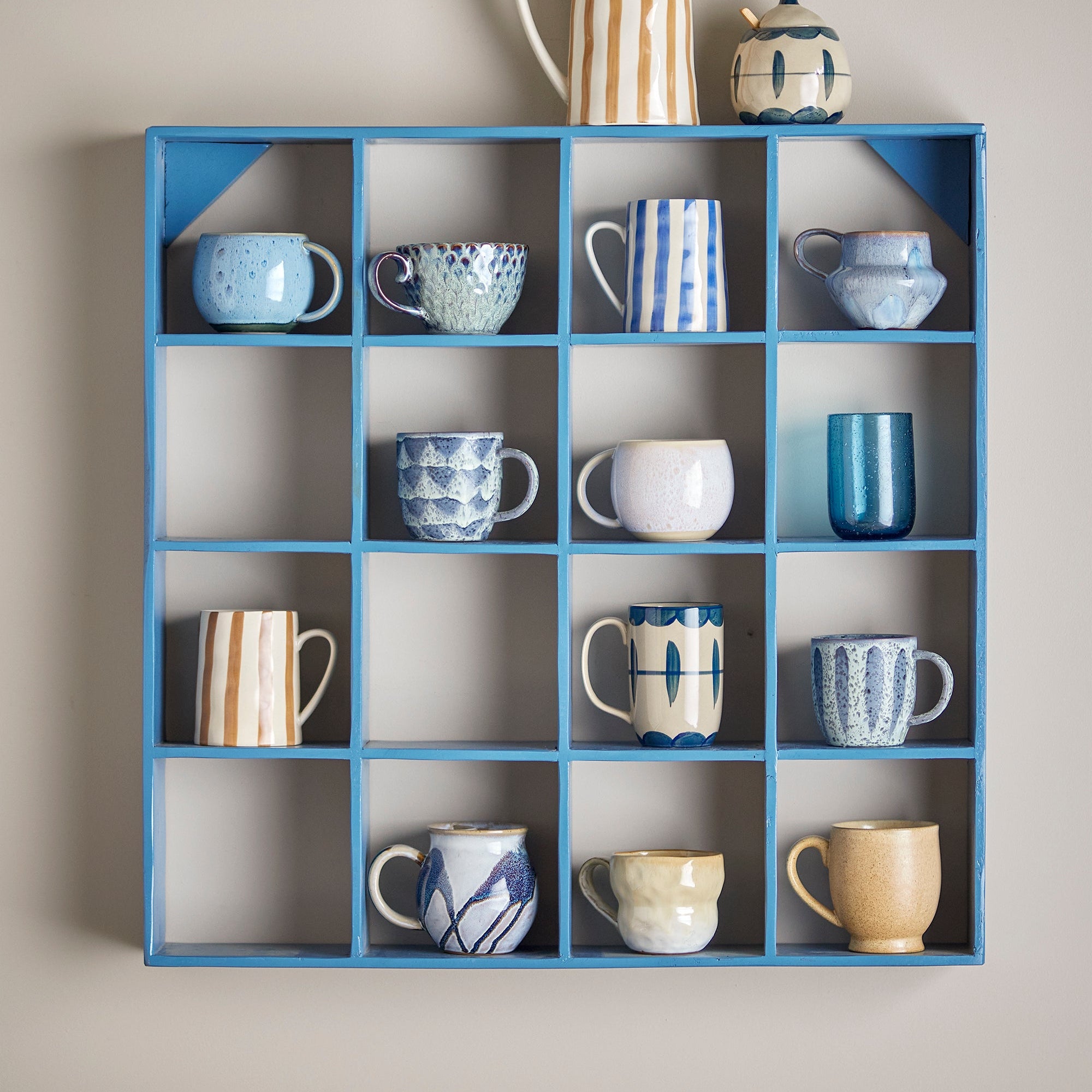 Striped Stoneware Mug in Cornflower
