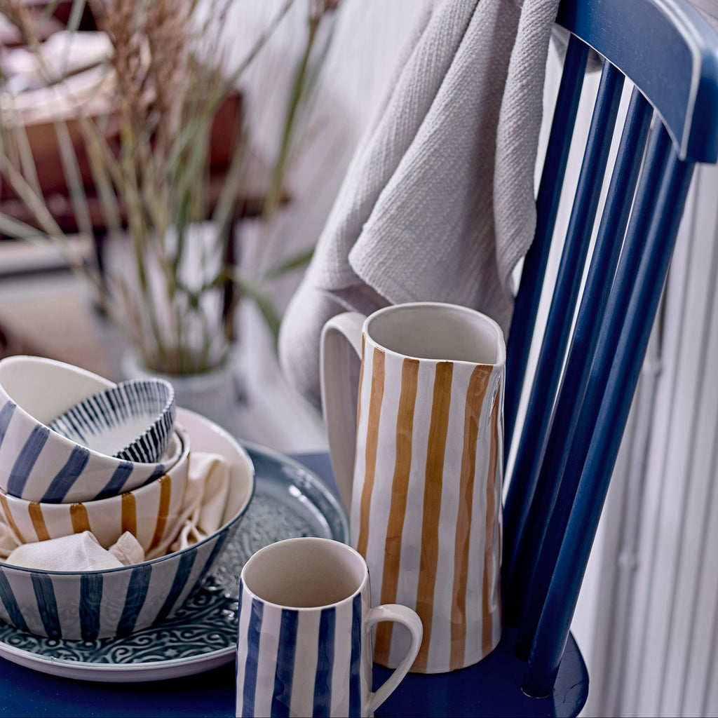 Striped Stoneware Mug in Cornflower