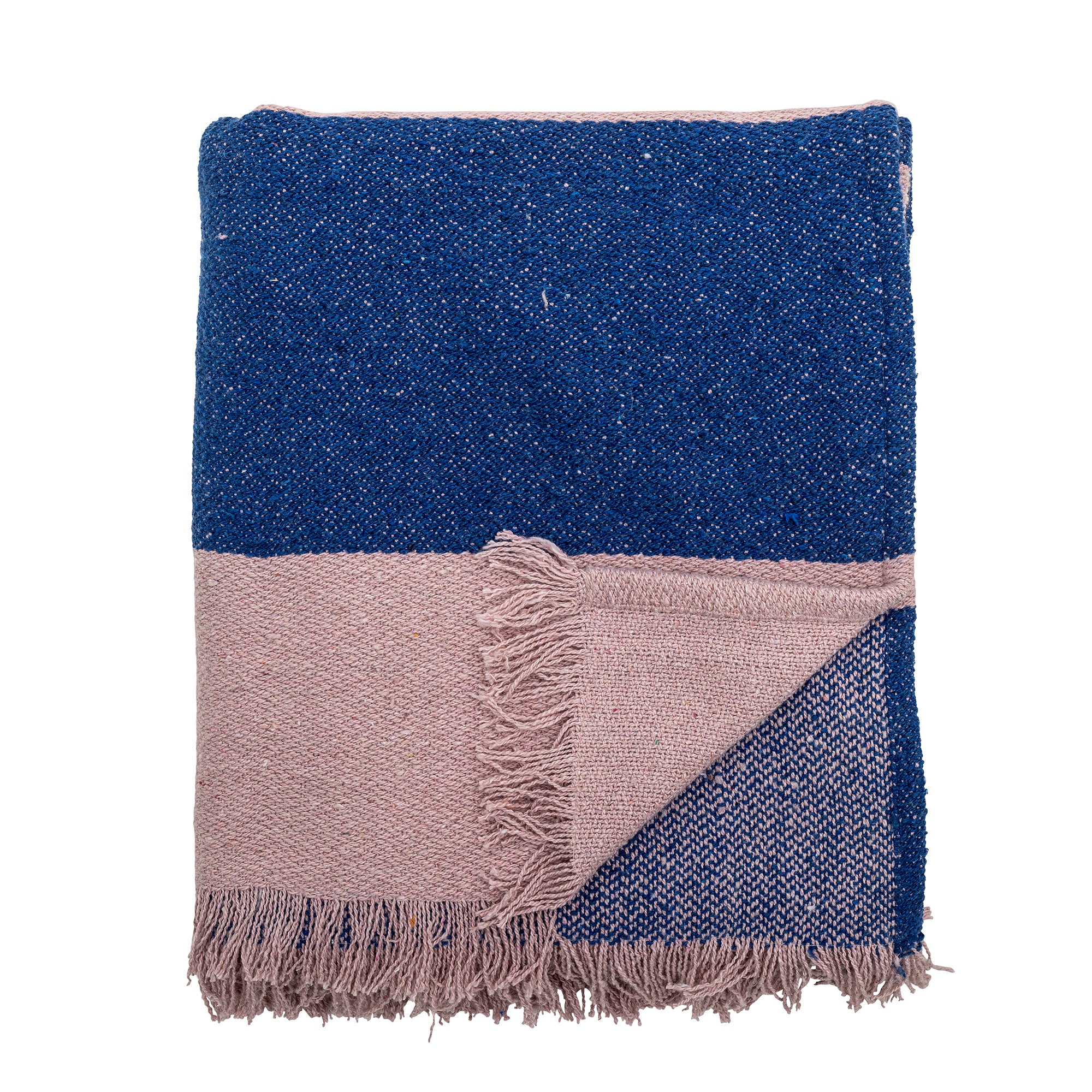 Recycled Cotton Throw Blanket in Rose & Cobalt