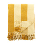 Textured Striped Recycled Cotton Throw Blanket in Ochre