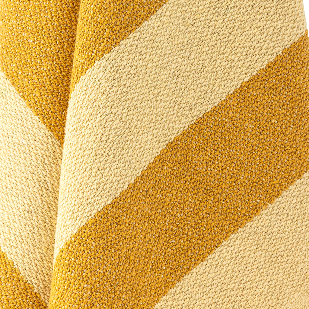 Textured Striped Recycled Cotton Throw Blanket in Ochre