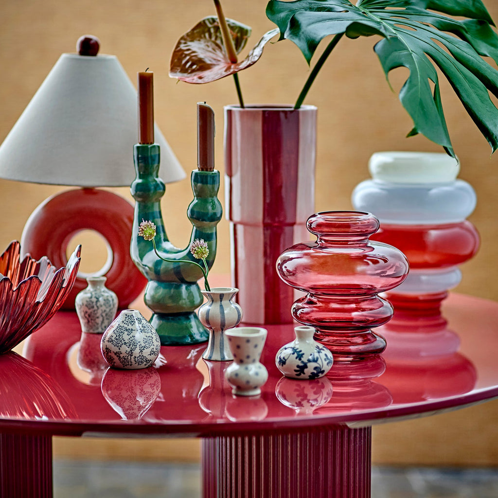 Ruby & Rose Striped Stoneware Vase