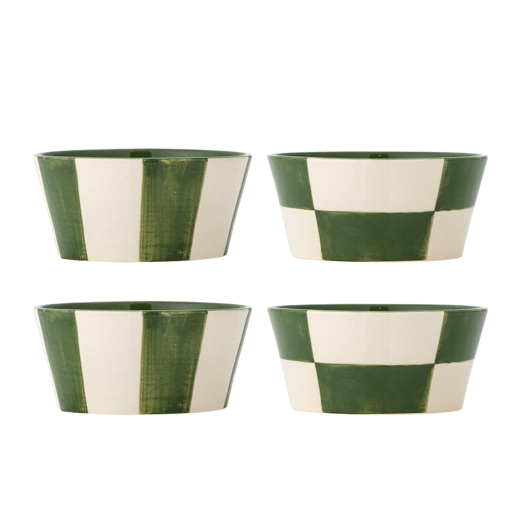Emerald & Bone Bowls - Checks or Stripes