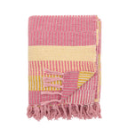 Textured Recycled Cotton Throw Blanket in Rose & Lemon