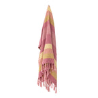 Textured Recycled Cotton Throw Blanket in Rose & Lemon