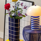 Stripy Table Lamp in Cobalt Blue