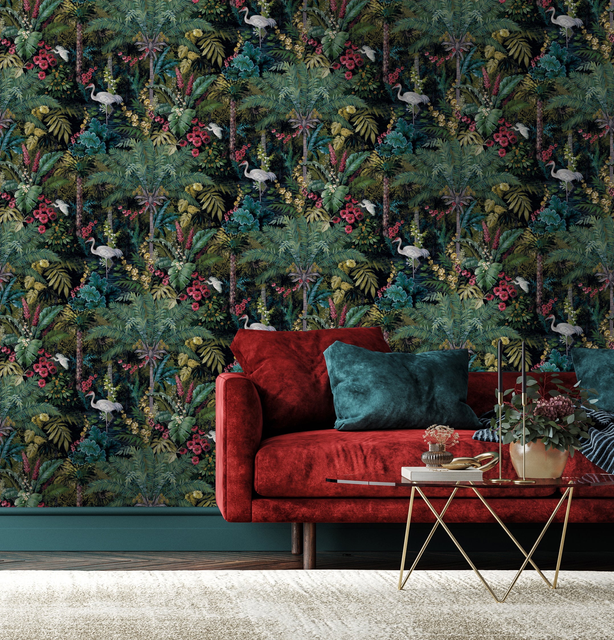 Flight of the Cranes Wallpaper - Charcoal