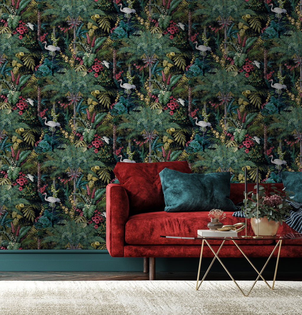 Flight of the Cranes Wallpaper - Charcoal