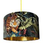 Big Cat Velvet Lampshade With Gold Lining In Rust