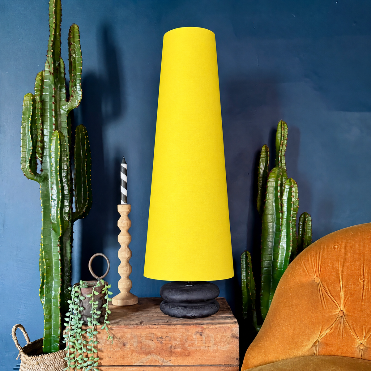 Banana Yellow Cotton Oversized Cone Lampshades