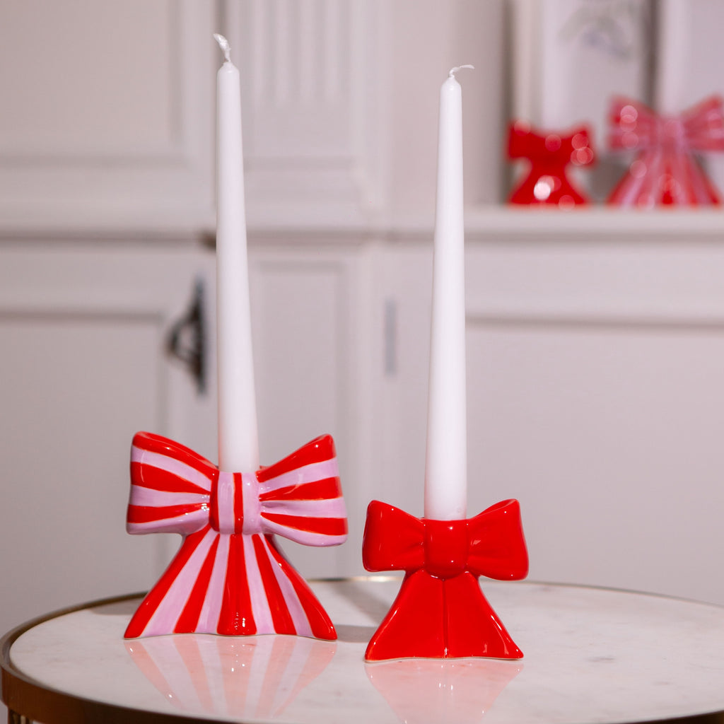 Red Bow Candle Holder