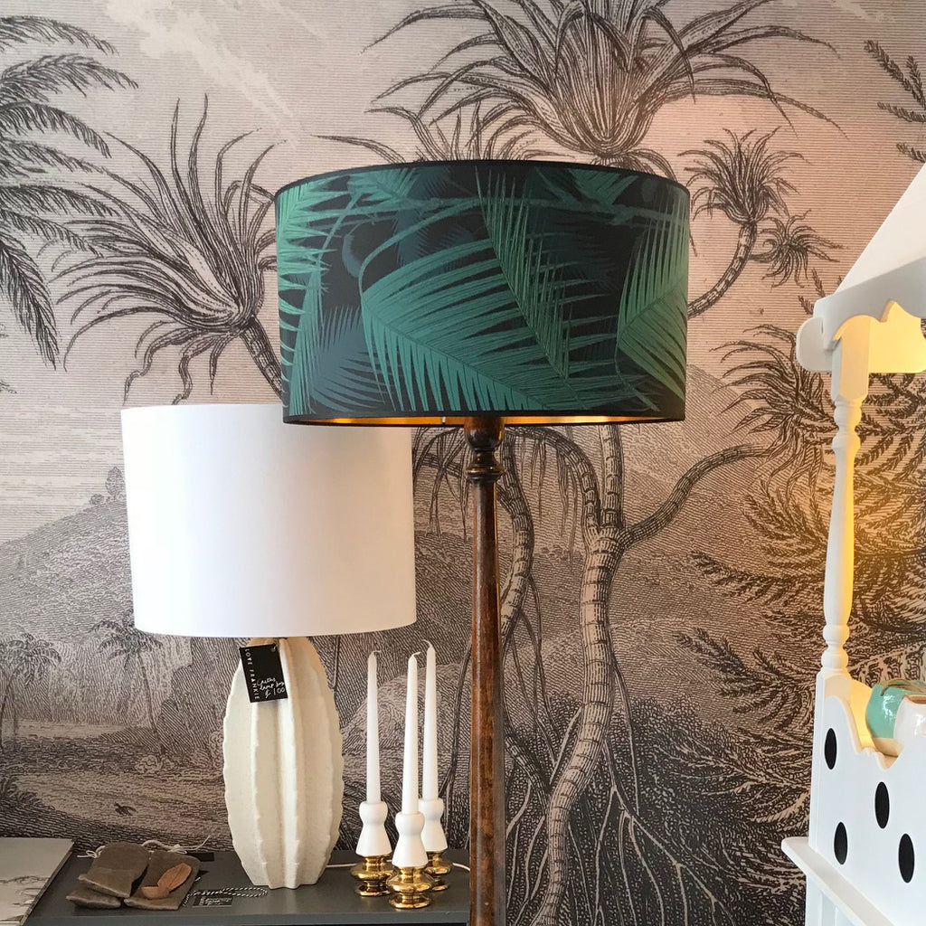 Cole & Sons Palm jungle and gold lined lampshade
