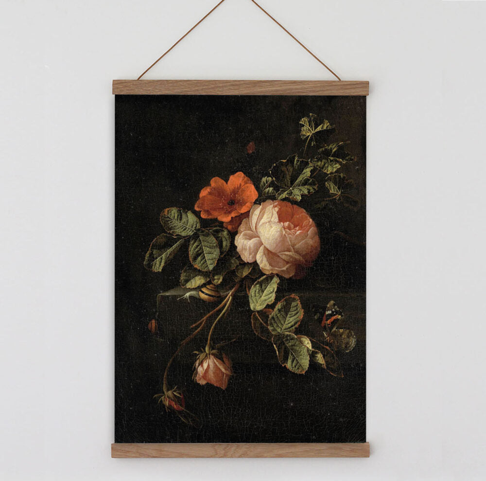 Vintage Old Dutch Rose Floral Wall Hanging
