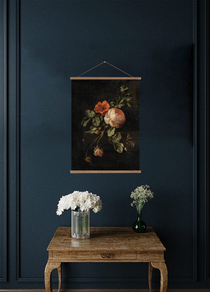 Vintage Old Dutch Rose Floral Wall Hanging