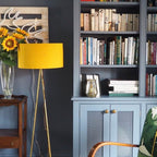 Our Mustard silk lampshade looking great at the home of Erica Davies