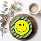 Love Frankie Helter Skelter Stripe Smiley Face Coasters - Apple Sours