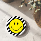 Love Frankie Helter Skelter Stripe Smiley Face Coasters - Liquorice
