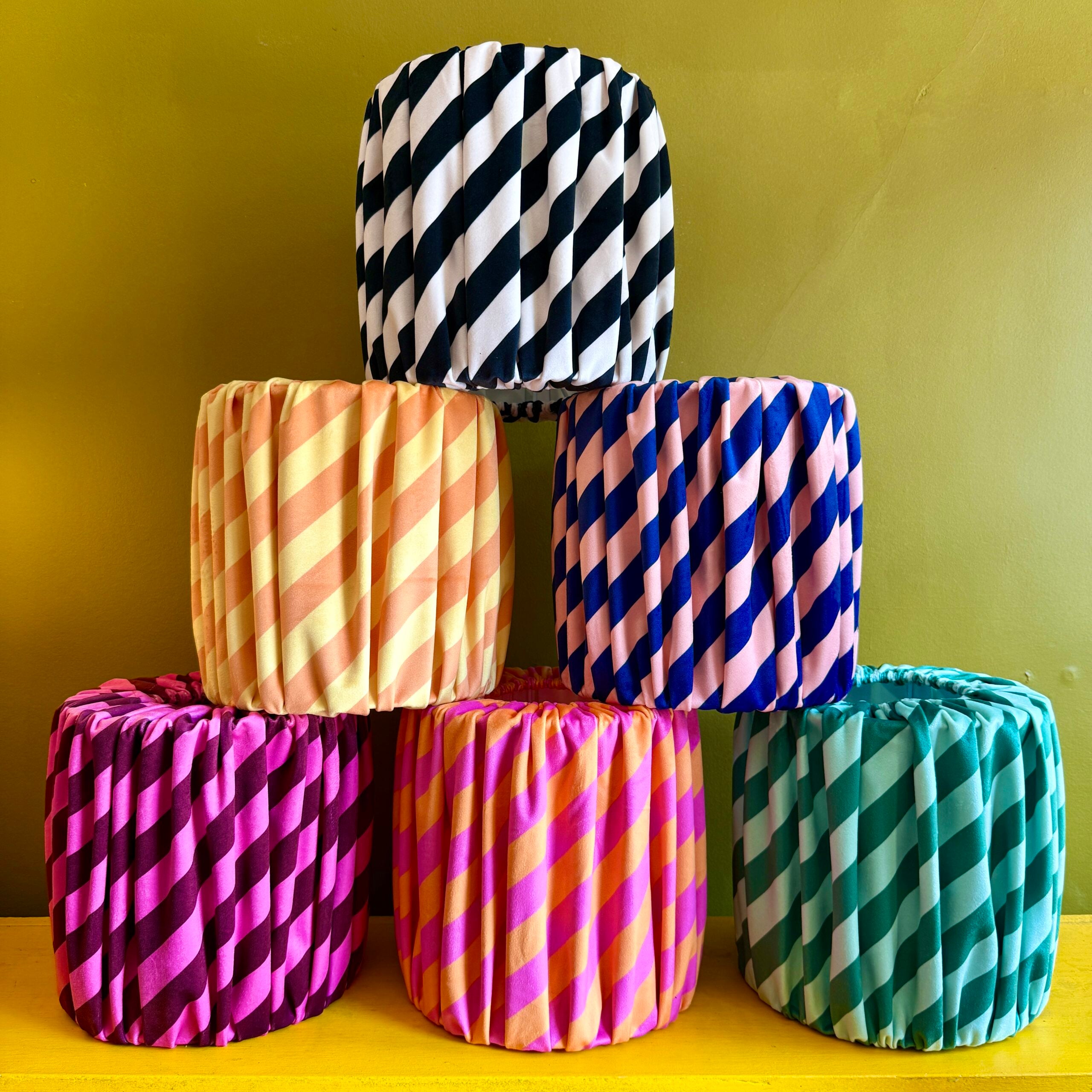 Tilted Stripe Gathered Shades, 6 Colours available and Handmade to Order by Love Frankie