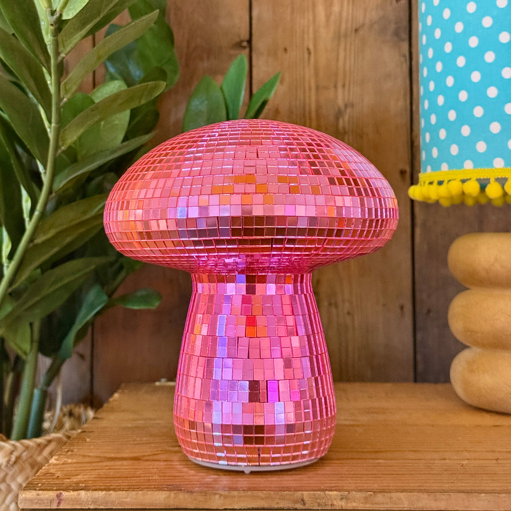 Pink Discoball Mushroom Lamp