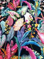 Acid Jungle Lampshade With Gold Lining and Hot Pink Fringing