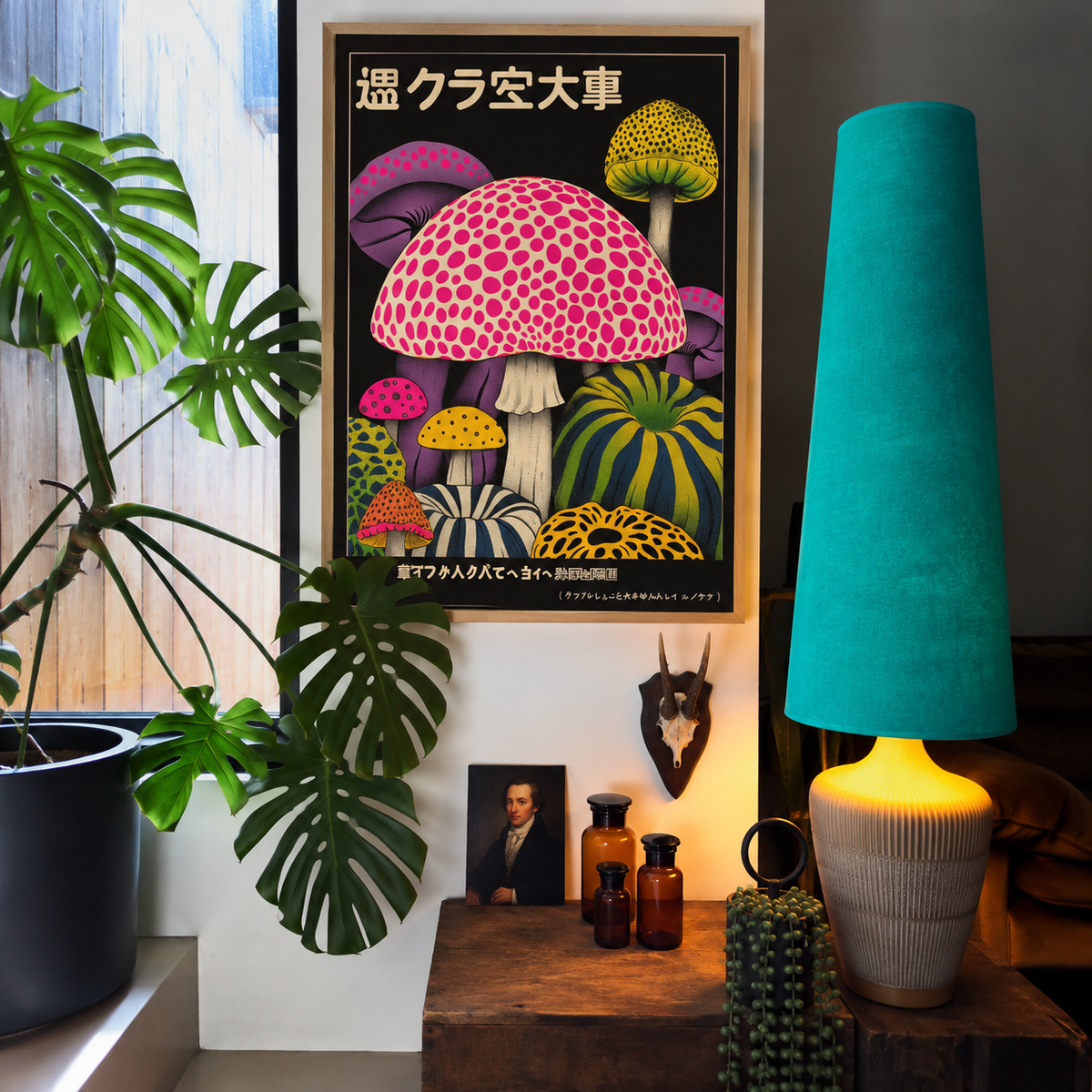 Jade Green Cotton Oversized Cone Lampshades