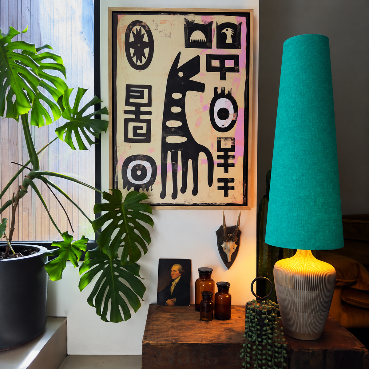 Jade Green Cotton Oversized Cone Lampshades