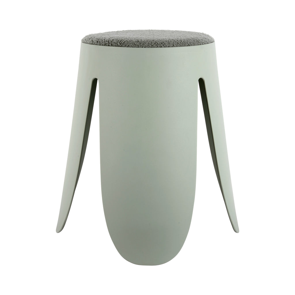 Padded Boucle Stools in Sage Green