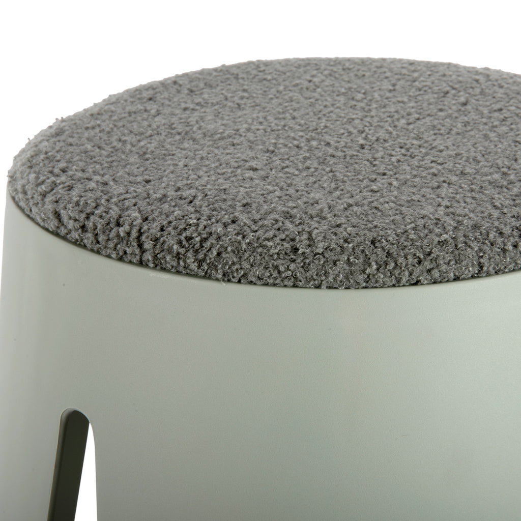Padded Boucle Stools in Sage Green