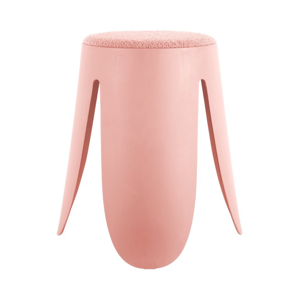 Padded Boucle Stool in Soft Pink